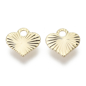 Brass Charms, Nickel Free, Textured, Heart