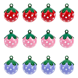 12 шт 3 цвета для выпечки окрашенные латунные подвески-колокольчики, клубничное очарование