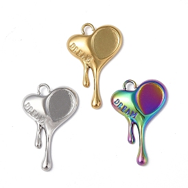 304 Stainless Steel Pendant Cabochon Settings, Melting Heart Charm