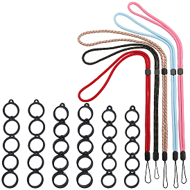 5шт 5 цвета полиэстеровый шейный ремешок, ремешок для шнурка с защитой от потери вейп-ручки, с силиконовой подвеской в стиле 3