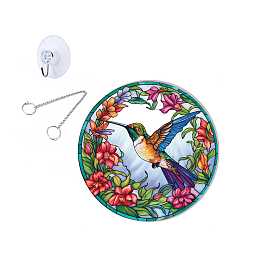 Hummingbird Pattern Acrylic Double-Sided Stained Window Planel with Chain, Window Suncatcher Panel Home Hanging Ornaments