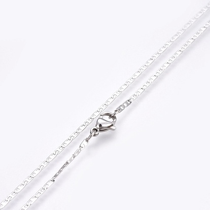 304 Stainless Steel Mariner Link Chain Necklaces, with 304 Stainless Steel Clasps