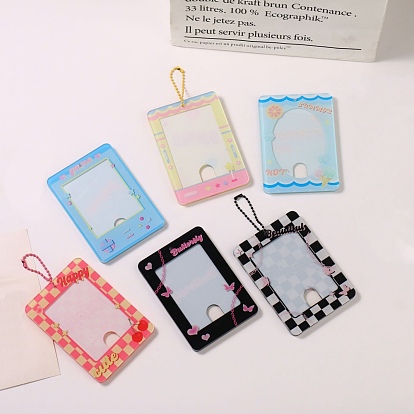Acrylic Photocard Sleeve Keychain, with Ball Chains and Rectangle Clear Window, Rectangle
