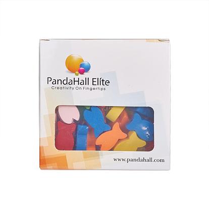 PandaHall Elite Mixed Color Wood Beads, Lovely Animal Beads, Gifts Ideas For Children's Day, Fish, Lead Free, Dyed