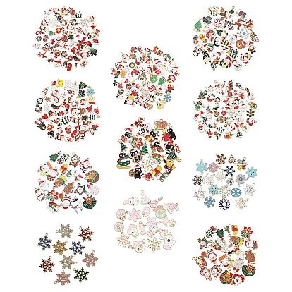 Рождественские эмали сплава подвески, разноцветные, золотые / платиновые