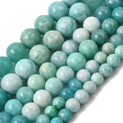 Gradient Natural Amazonite Beads Strands, Smooth Round