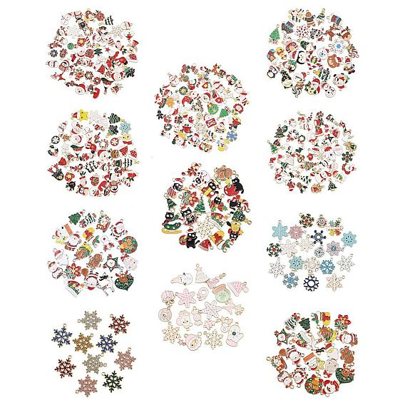 Рождественские эмали сплава подвески, разноцветные, золотые / платиновые