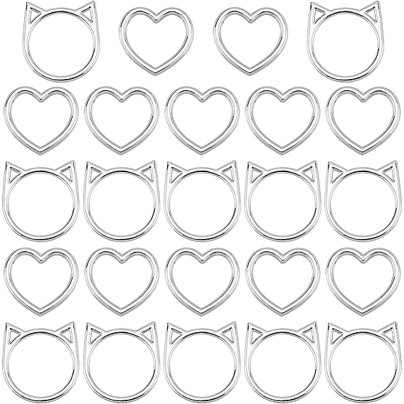 24 шт. 2 стильные соединительные кольца из сплава, кошачья голова и сердце, для готического панк-чокера, изготовление подвязки