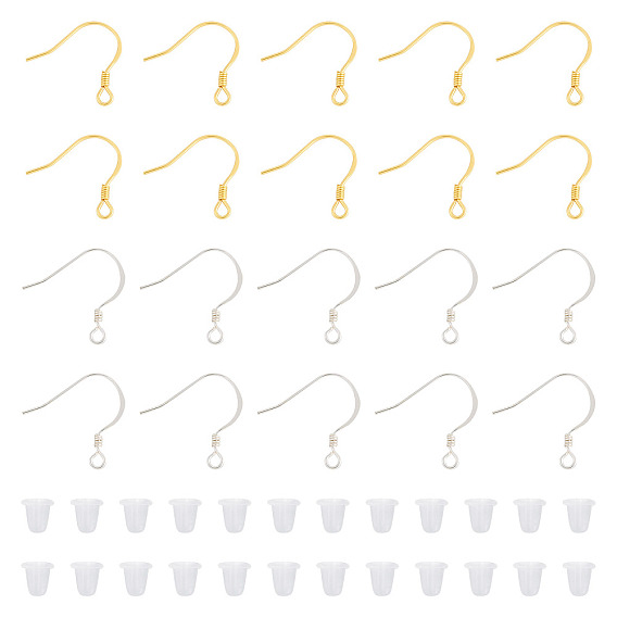 20 шт. 2 стили 925 плоская спиральная серьга из стерлингового серебра, Крючки для серьги, с пластиковыми гайками уха