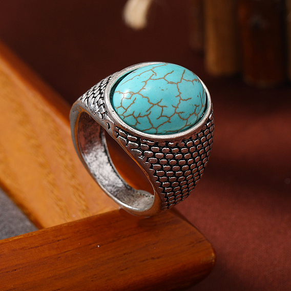 Цинковый сплав с кольцами-манжетами из синтетической бирюзы