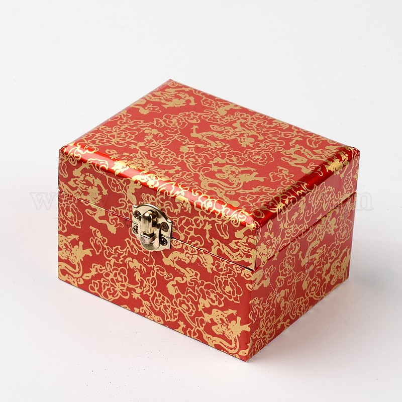 Wholesale Cuboid Chinoiserie Gift Packaging Wooden Jewelry Boxes, with