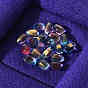 Transparent Spray Painted Glass Charms, with Glitter Powder, Teardrop