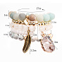 Bohemian Agate Stone Beaded Bracelet Set with Gold for Women