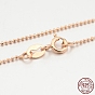 925 Sterling Silver Ball Chain Necklaces, with Spring Ring Clasps, Thin Chain