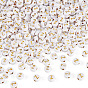 500 Uds plateando cuentas de acrílico, metal dorado enlaced, agujero horizontal, plano y redondo con alfabeto, blanco