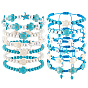 12 Bracelets tressés et bracelets extensibles en perles de turquoise synthétique teintes pour femmes, étoile de mer et tortue de mer, avec fil de nylon réglable