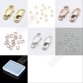 Diy jewelry making kits, incluyendo anillos de salto de latón y acero inoxidable, 925 corchetes de la garra de la langosta de la plata esterlina