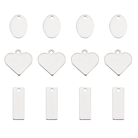 30Pcs 3 Styles 304 Stainless Steel Stamping Blank Tag Pendants