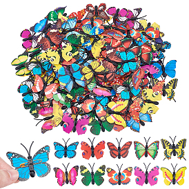100шт. искусственные украшения в виде бабочек из ПВХ, для украшения стен дома, с металлическими штифтами
