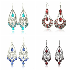 Alloy Dangle Earrings, with Rhinestones, Bohemia Style Earrings for Women
