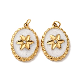 304 нержавеющей стальной эмали подвески, со стразами, овал с цветочной подвеской, с целью перехода в кольце, ионное покрытие (ip)