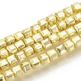 Electroplate Non-magnetic Synthetic Hematite Beads Strands, Cube, Faceted