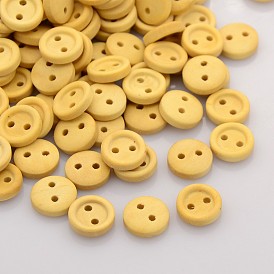 2 redondas plana accesorios de la ropa -TALADRO diminutos botones de costura de madera