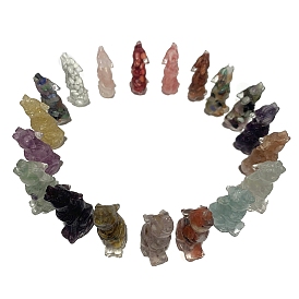 Resin Wolf Display Decoration, with Gemstone Chips Inside for Home Office Desk Decoration