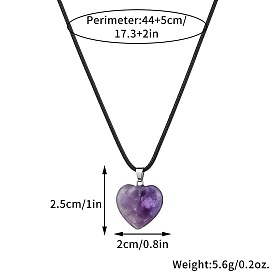 Кулон в форме сердца из драгоценного камня, ожерелье на черном шнурке, украшения с целебными кристаллами для мужчин и женщин, платина