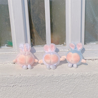 Cute Rabbit Plush Cotton Doll Pendant Keychain, Pendant Decorations with Alloy Findings