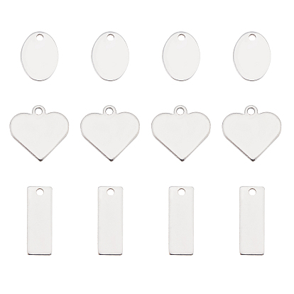 30Pcs 3 Styles 304 Stainless Steel Stamping Blank Tag Pendants