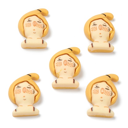 Resin Cabochons, Cartoon Character, Girl with Gold Hair