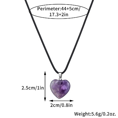 Кулон в форме сердца из драгоценного камня, ожерелье на черном шнурке, украшения с целебными кристаллами для мужчин и женщин, платина
