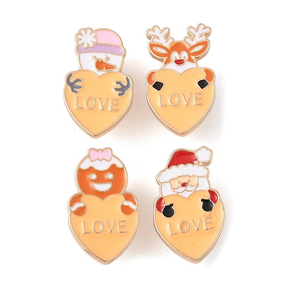 Эмалевые булавки в форме сердца на рождественскую тематику, булавки для лацканов из сплава для одежды рюкзака, разнообразные