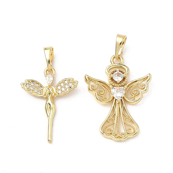 Латунные микропаве прозрачные подвески с фианитом, долговечный, стойки покрытие, без свинца и без кадмия, угловые прелести