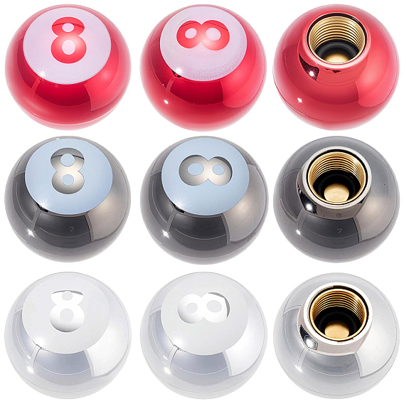 12Pcs 3 Colors Plstic Tire Valve Stem Caps, with Brass Findings, Round with Number 8