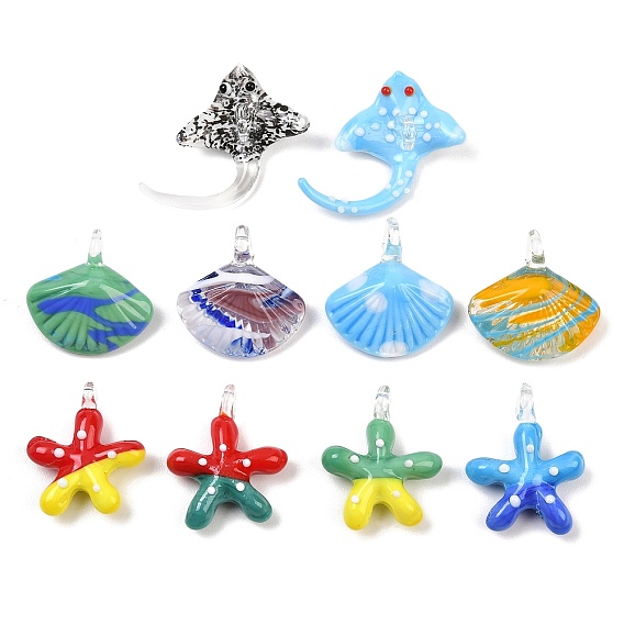 Стеклянные подвески, подвески в форме морской звезды/ракушки/ската манты