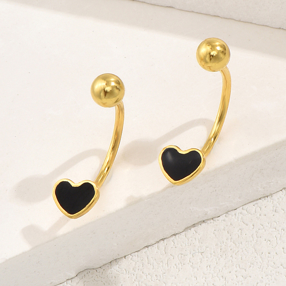 Модный комплект серег в форме сердца из нержавеющей стали, Позолоченные, просто, , анти-падение, благоприятен для сна.
