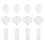 30Pcs 3 Styles 304 Stainless Steel Stamping Blank Tag Pendants