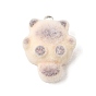 Flocking Opaque Resin Pendants, Siamese Cat Charm, with Platinum Iron Loops