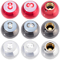12Pcs 3 Colors Plstic Tire Valve Stem Caps, with Brass Findings, Round with Number 8