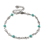 Brass Star Link Chain Bracelets, with Glass Beads