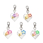 Handmade Polymer Clay 3D Flower & Alloy Heart Honeycomb Pendant Decorations, with Alloy Swivel Clasps