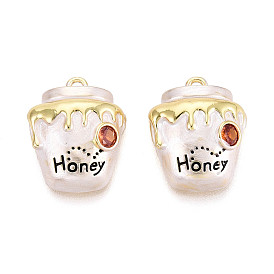Латунные микро проложить кубического циркония подвески, подвески в виде бутылок/горшочков с медом, реальный 18 k позолоченный