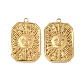 304 подвески из нержавеющей стали, прямоугольник с солнечными чарами, ионное покрытие (ip)