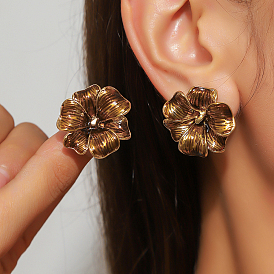 Elegant Zinc Alloy Flower Clip-on Earrings