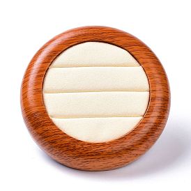 Support de bague en bois de velours de mode, affichage des bijoux, plat rond