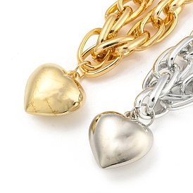 Collier pendentif coeur, colliers de chaîne de trombone en aluminium et en alliage