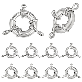 10Pcs Rack Plating Brass Spring Ring Clasps, Long-Lasting Plated, Lead Free & Cadmium Free