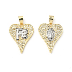 Латунные микропаве прозрачные подвески с фианитом, сердце
